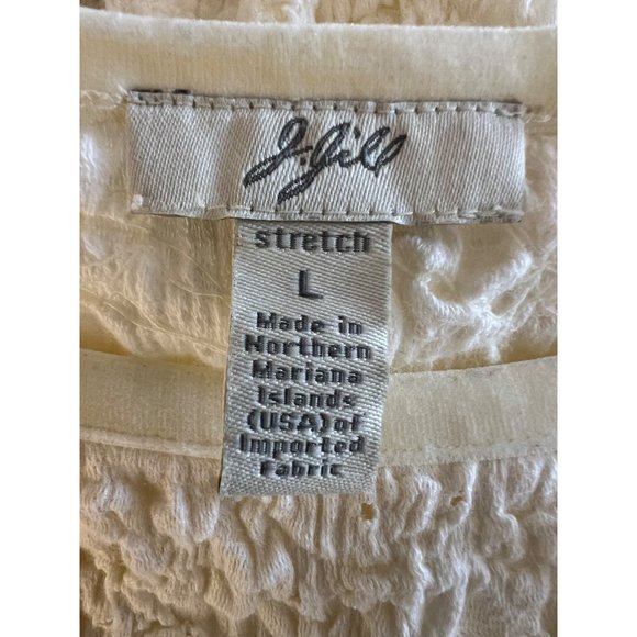 J Jill Blouse L Cream Long sleeve Round Neck Stretch Pull Over - Picture 10 of 14
